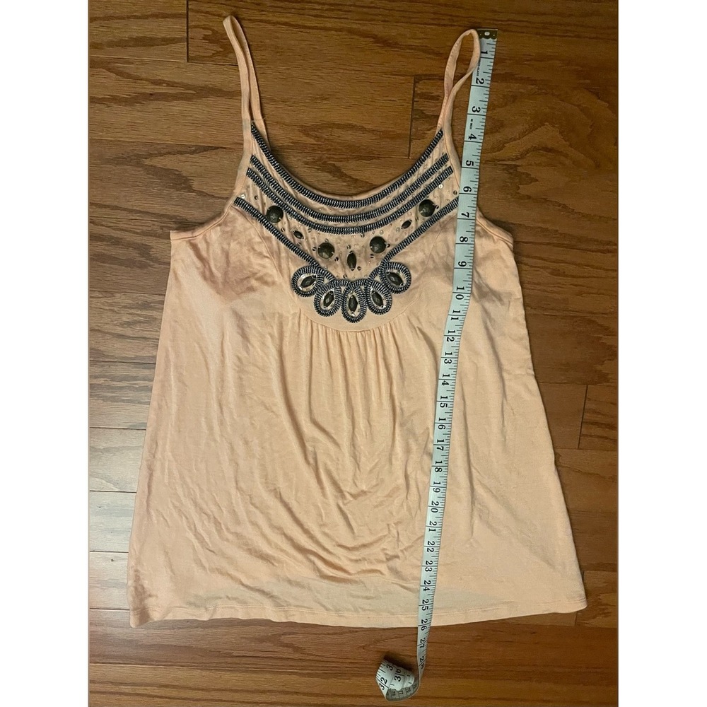Willi Smith Womens Peach Pink Embellished Beaded Cami Tank Top Small Boho Summer - Picture 6 of 8